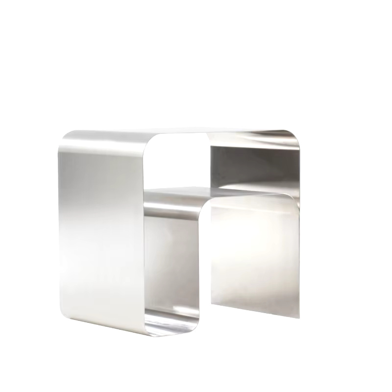 white background full view of metal side table