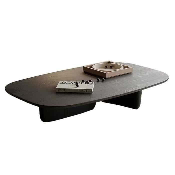 dark wood oak japanese coffee table on white background