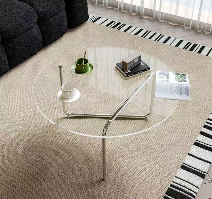 round modern glass coffee table