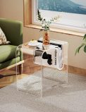 clear, white acrylic side table