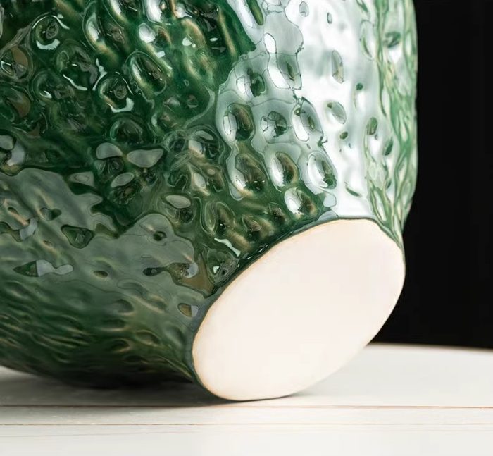 close of green ceramic vase