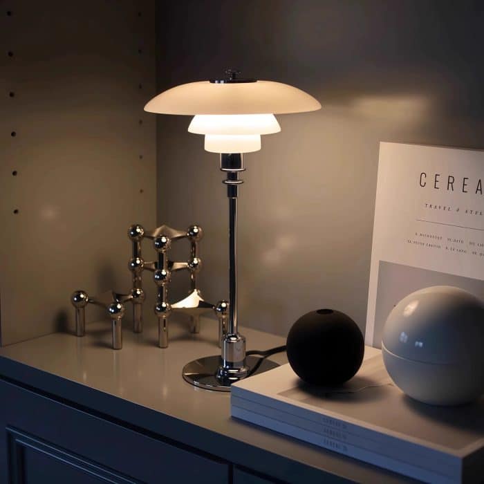 contemporary table lamp in the dark